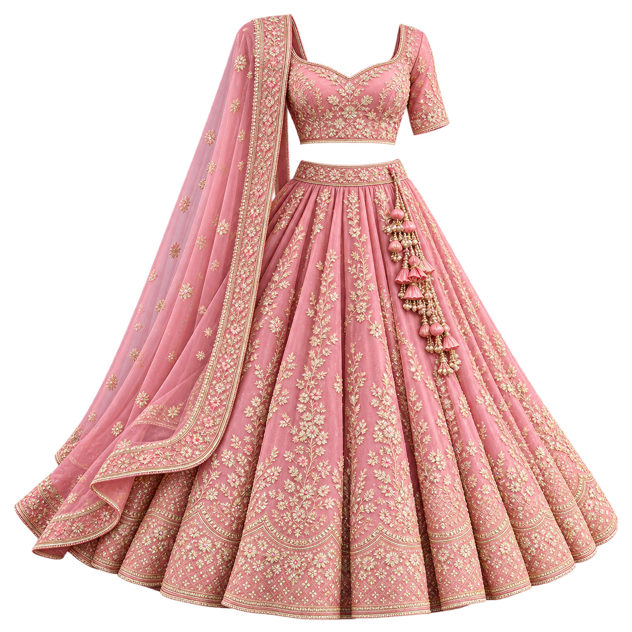 Pink embroidered lehenga