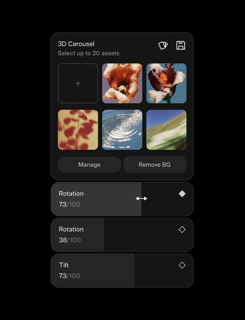 Butter 3D Carousel controls with image thumbnails