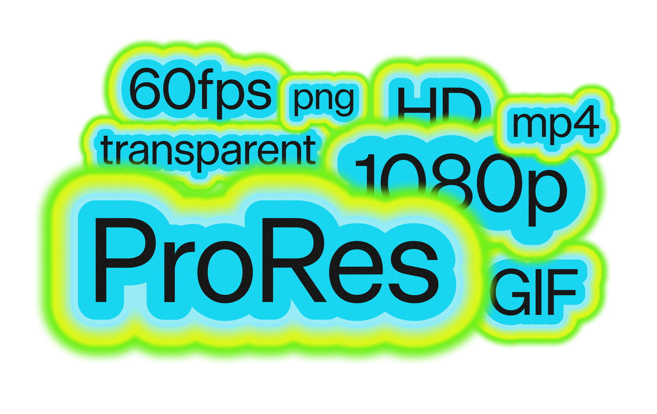 Sticker listing ProRes, 4K, 1080p, 60fps, PNG, MP4, and GIF formats